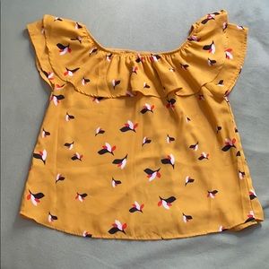 Yellow Printed off the Shoulder Blouse